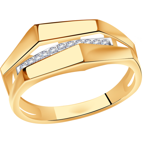 Кольцо Diamant online, красное золото, 585 проба, фианит, размер 18