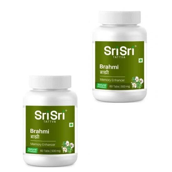 Таблетки Брами Шри Шри (Brahmi Sri Sri) для стимуляции функций мозга и нервной системы, от головной боли и улучшения памяти, 2х60 таб.