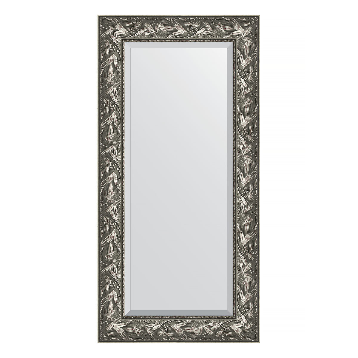 Зеркало Evoform с фацетом в багетной раме византия серебро 99 мм, 59x119 см - фото №1