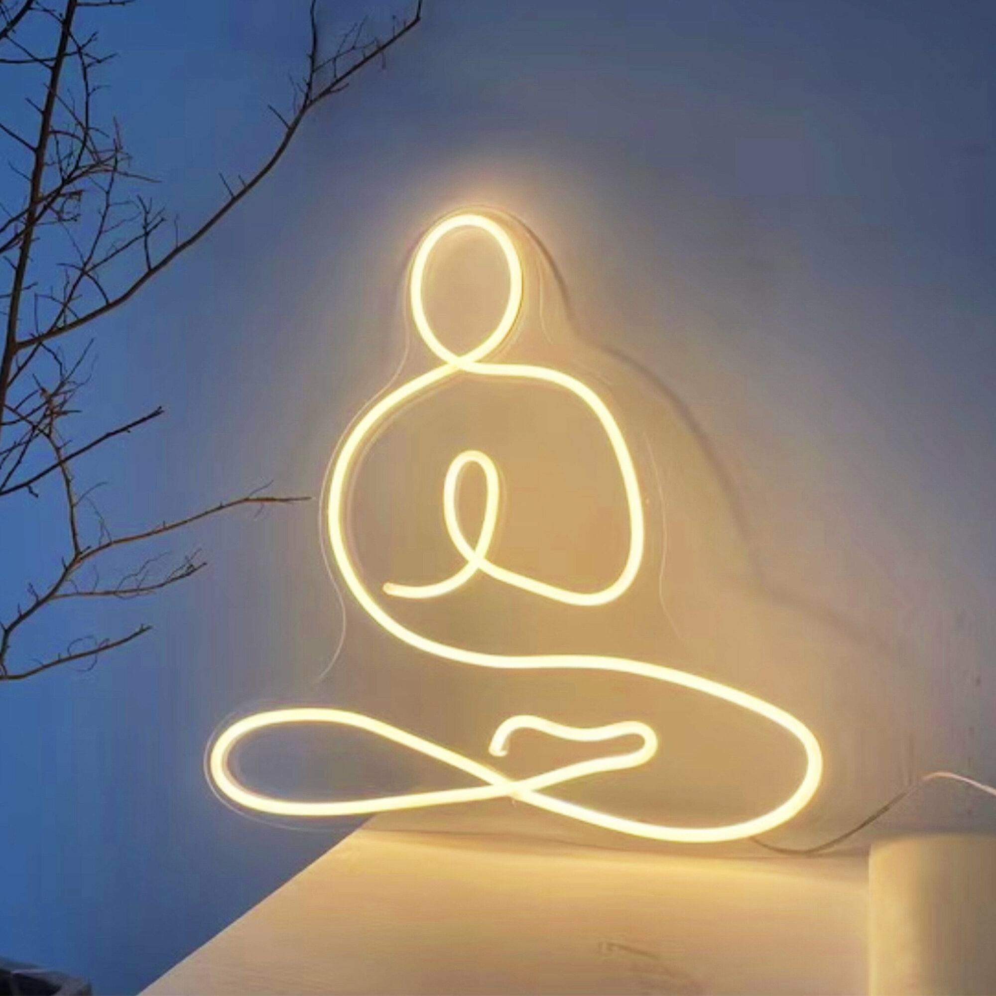 Неоновая вывеска для студии йоги "Йога", 45 х 43 см. / светильник из гибкого неона - фотография № 2