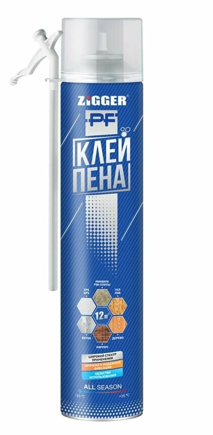 фото Клей-пена ZIGGER PF 55л. бытовая с трубкой всесезонная 750мл.