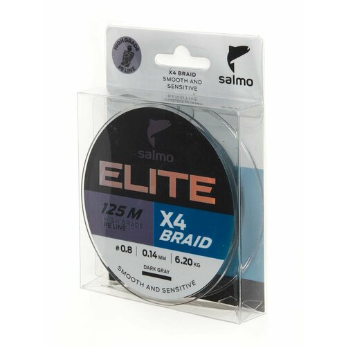 Леска плетёная Salmo Elite х4 BRAID Dark Gray 125/014 леска плетёная salmo elite х4 braid dark gray 125 008
