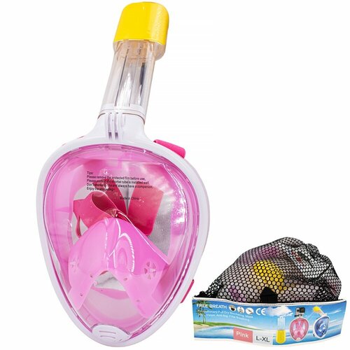 фото Маска для плавания кнр от 7 лет, пластик, розовая (141-128u)
