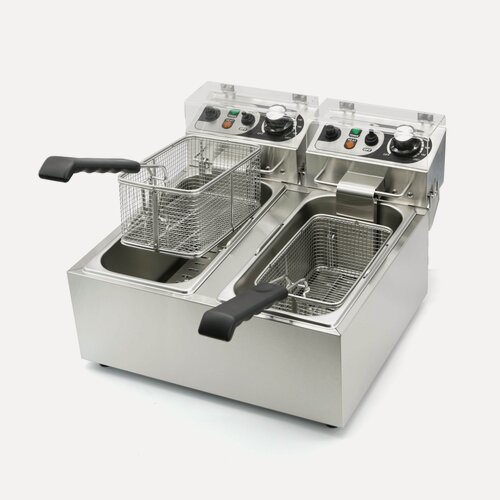 Изображение товара Фритюрница LILOMA FLT 6+6 со съемной чашей 6л+6л, фритюрница профессиональная двойная для кафе, ресторана, 4кВт