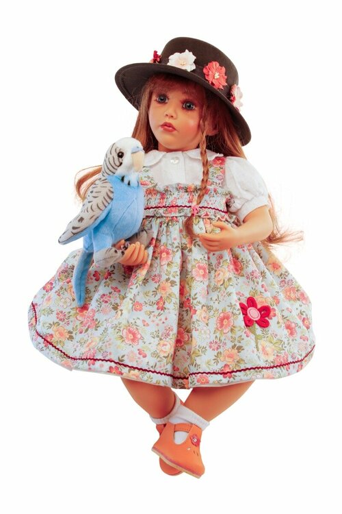 Кукла Schildkrot Carolina von Sybille Sauer (Шильдкрет Каролина с попугайчиком от Сибил Зауэр)