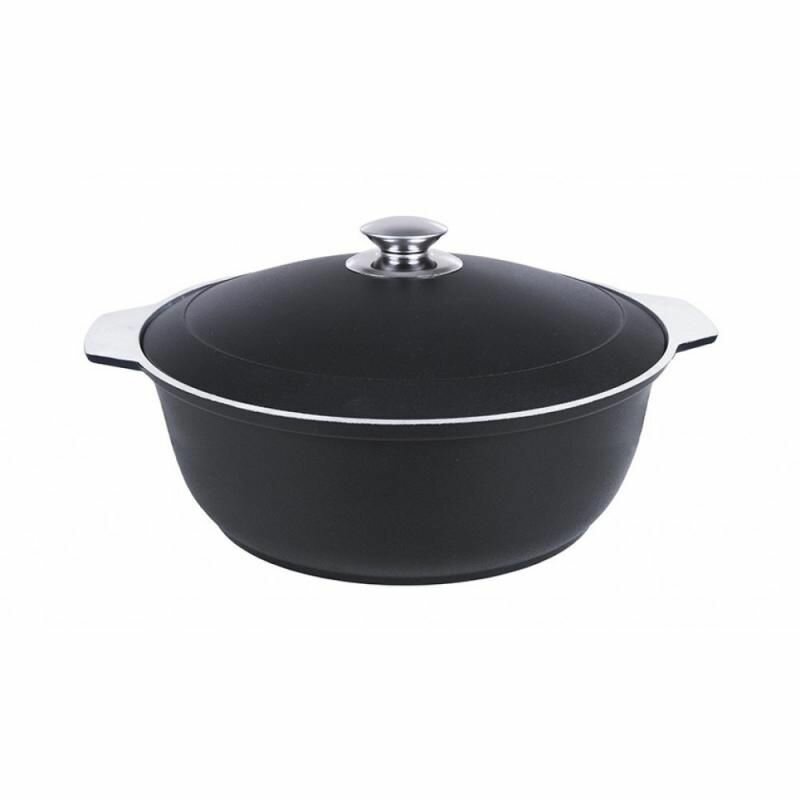 фото Кастрюля-жаровня Kukmara Кукмара 5л 28 см с крышкой литой алюминий внешнее декоративное покрытие черный ж518ч