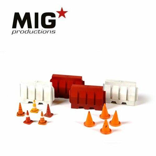 MP35-413 Сборная модель аксессуаров из пластика Plastic Road Barriers & Cones