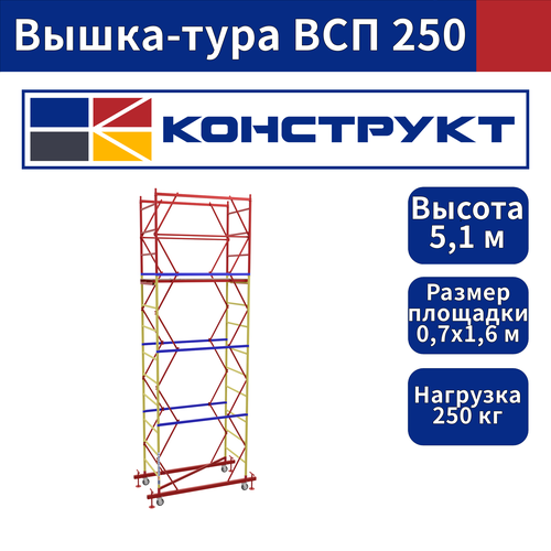 Вышка-тура 5,1м Базовый блок + 3 (три) секции 0,7х1,6м лебедев в технология и организация производства реконструкции и ремонта зданий учебное пособие