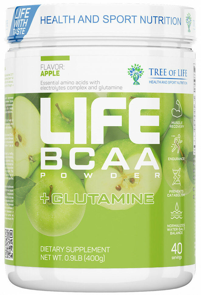 Tree of Life Life BCAA+Glutamine, 400 г (Яблоко)