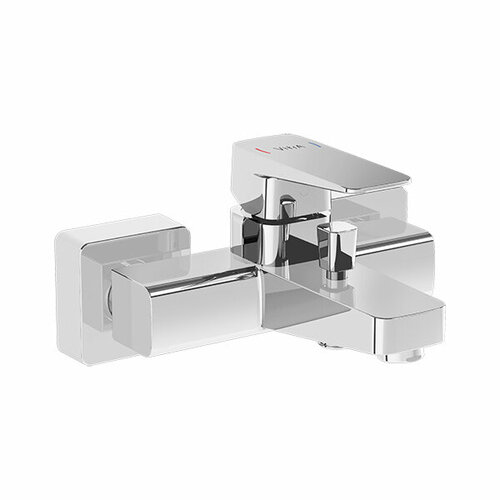 смеситель для раковины vitra root square a4273136exp черный матовый Смеситель рычажный Root Square для ванны/душа, 1/2, глянцевый хром, латунь, Vitra A42737EXP