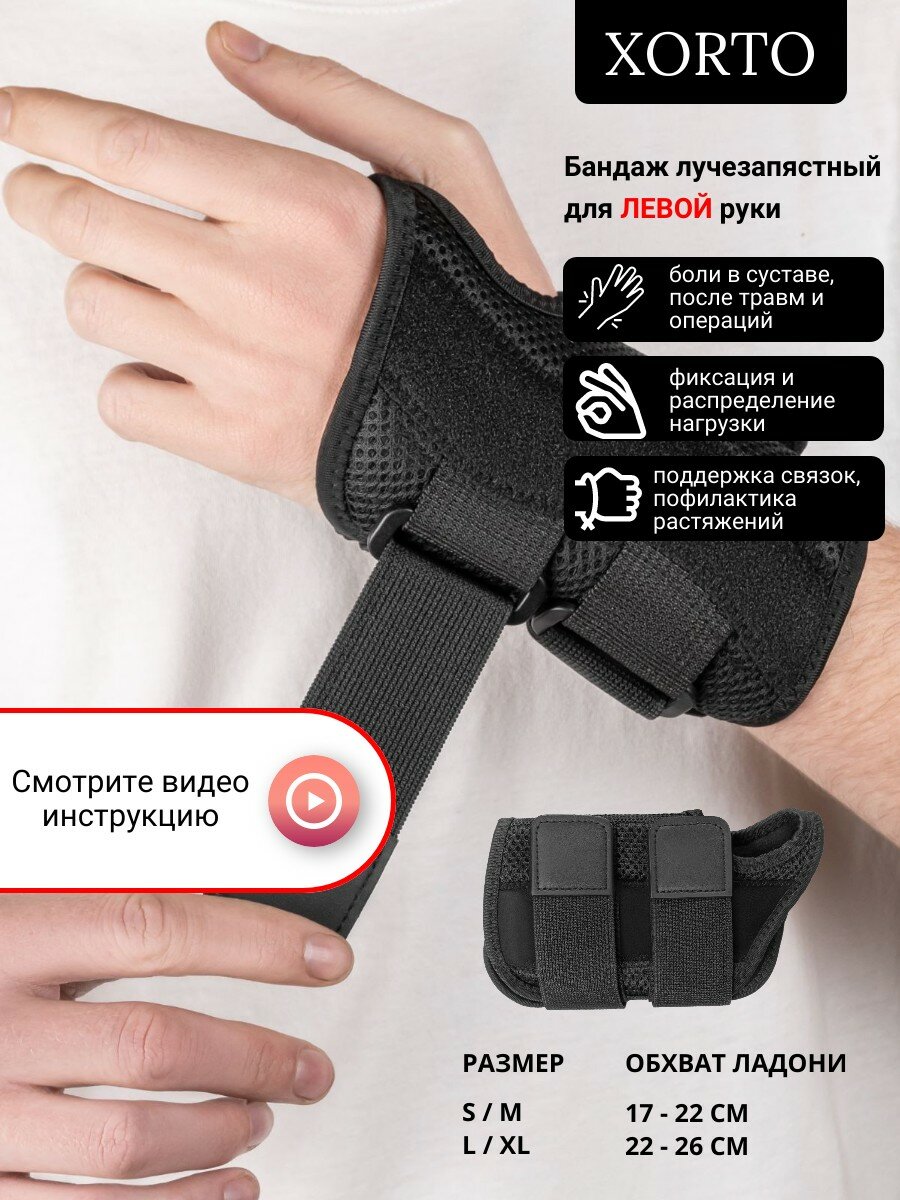 фото Бандаж на запястье с анатомическими пластинами, ортез для лучезапястного сустава с шинами
