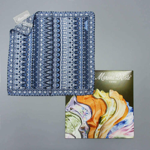 Нагрудный платок Marina D'Este, натуральный шелк, для мужчин, белый, синий