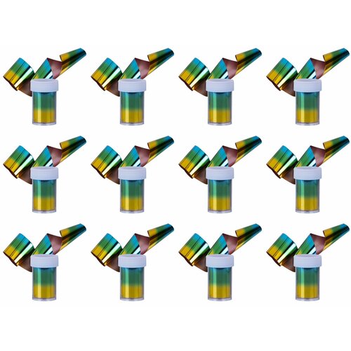 Фольга для дизайна ногтей Kristaller, переводная радуга, 12 уп