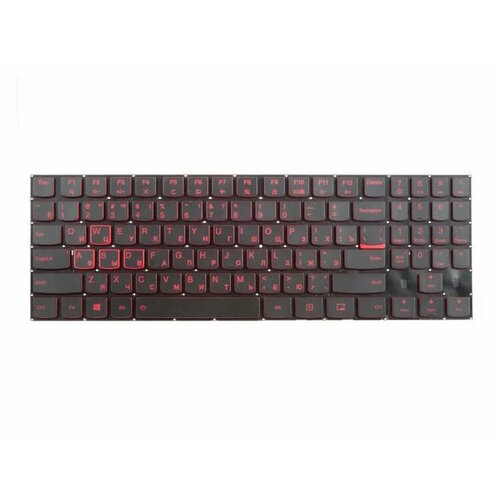 клавиатура для ноутбука lenovo legion y520 y520 15ikb черная топ панель Клавиатура для ноутбука Lenovo Y520, Y520-15IKB черная (кнопки красные), без рамки