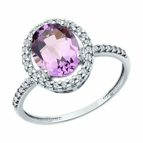 Кольцо Diamant online, серебро, 925 проба, фианит, аметист