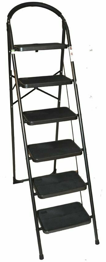фото Стремянка Sevenberg Prima Lux Черная 6 Широких Ступеней