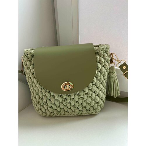 фото Сумка клатч hand made 03, фактура вязаная, зеленый