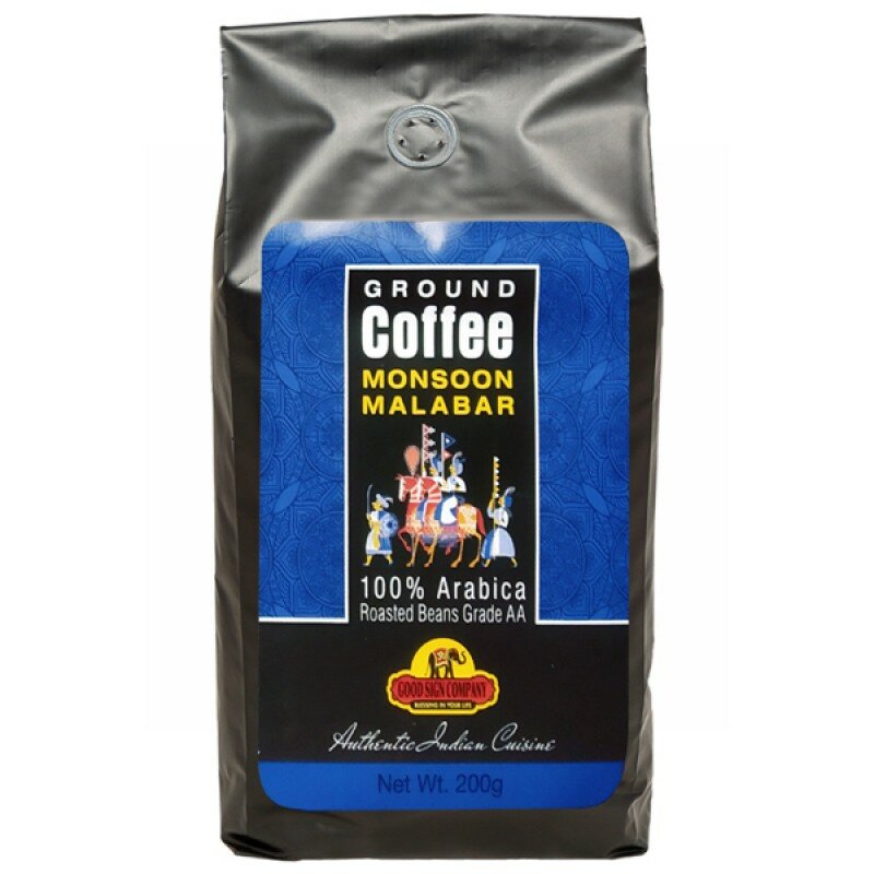 Кофе индийский молотый Муссонный Малабар Гуд Сайн Компани (Monsoon Malabar coffee Good Sign Company), 200 грамм