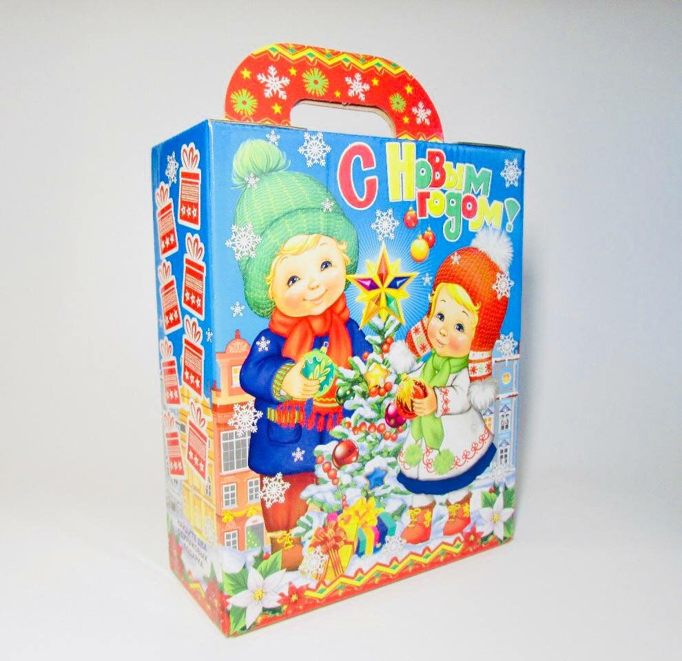Подарочная коробка для конфет складная "Снеговик" синий 3 шт. 18,7х6,2х18,3
