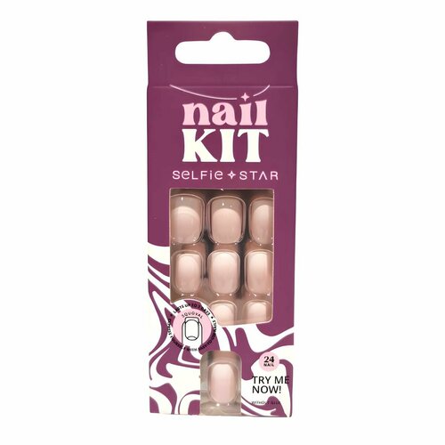 Набор накладных ногтей без клея Нюдовый цвет, короткая длина Selfie Star Nails kit without glue Nude Ombre, short length SSNK4721, 24 шт