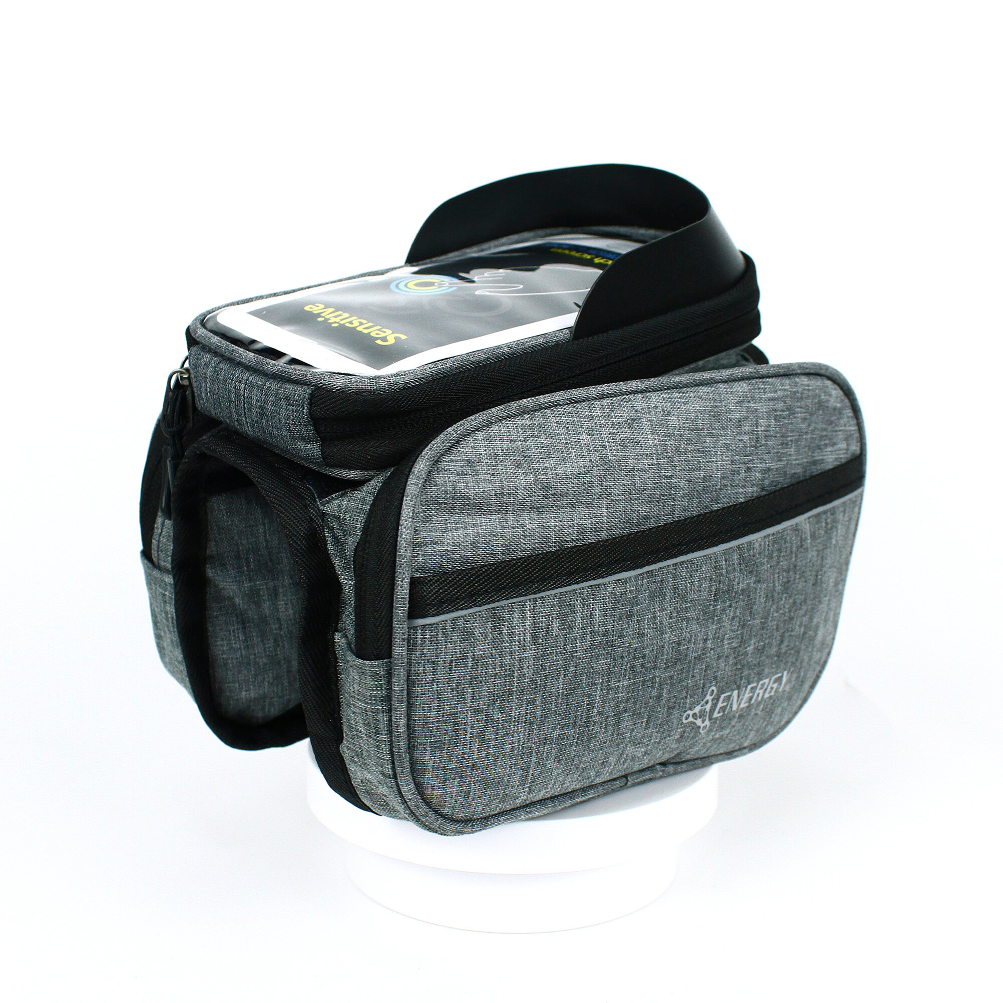 фото Сумка на раму велосипеда Energy водостойкая, с отделением для смартфона, серая