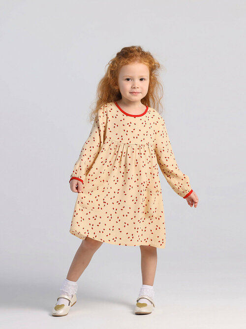 Платье Оригинальные платья для девочек, размер 30(116), бежевый