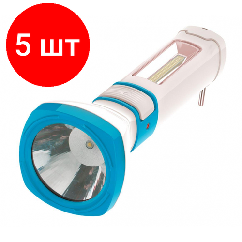 фото Комплект 5 штук, фонарь светодиодный аккум. космос 3w led, бок. пан, cob 2вт,3 реж, з/у