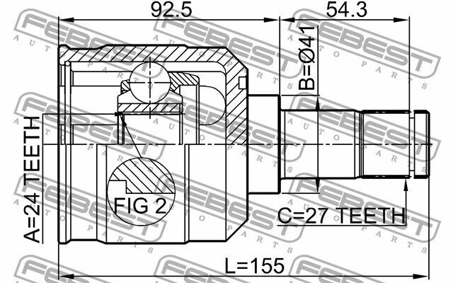 ШРУС внутренний 24X41X27 (MITSUBISHI GALANT EA 1996-2003), 0411EA FEBEST 0411-EA