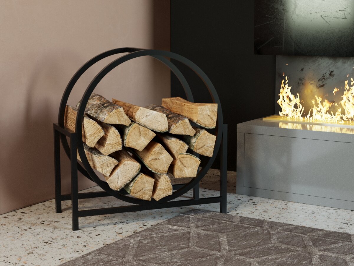 фото Дровница для камина "Лофт" круглая, подставка для дров