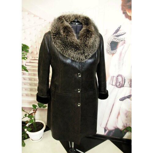 Дубленка , размер 60, коричневый