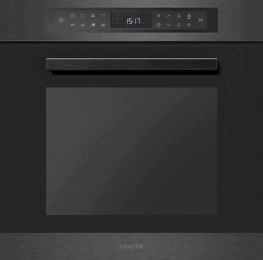 фото Электрический духовой шкаф GRAUDE BMP 60.3 SE, черный, 10 режимов нагрева, цифровые часы, таймер, дверца с 4х-слойным остеклением, защита от детей, функция памяти