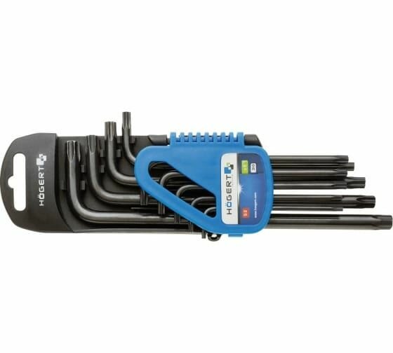 Набор Г-образных удлиненных ключей TORX, Т10-Т50, 9 шт. HOEGERT