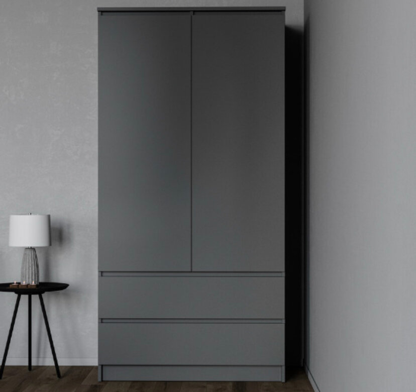 фото Шкаф 2-створчатый графит 90*180*50