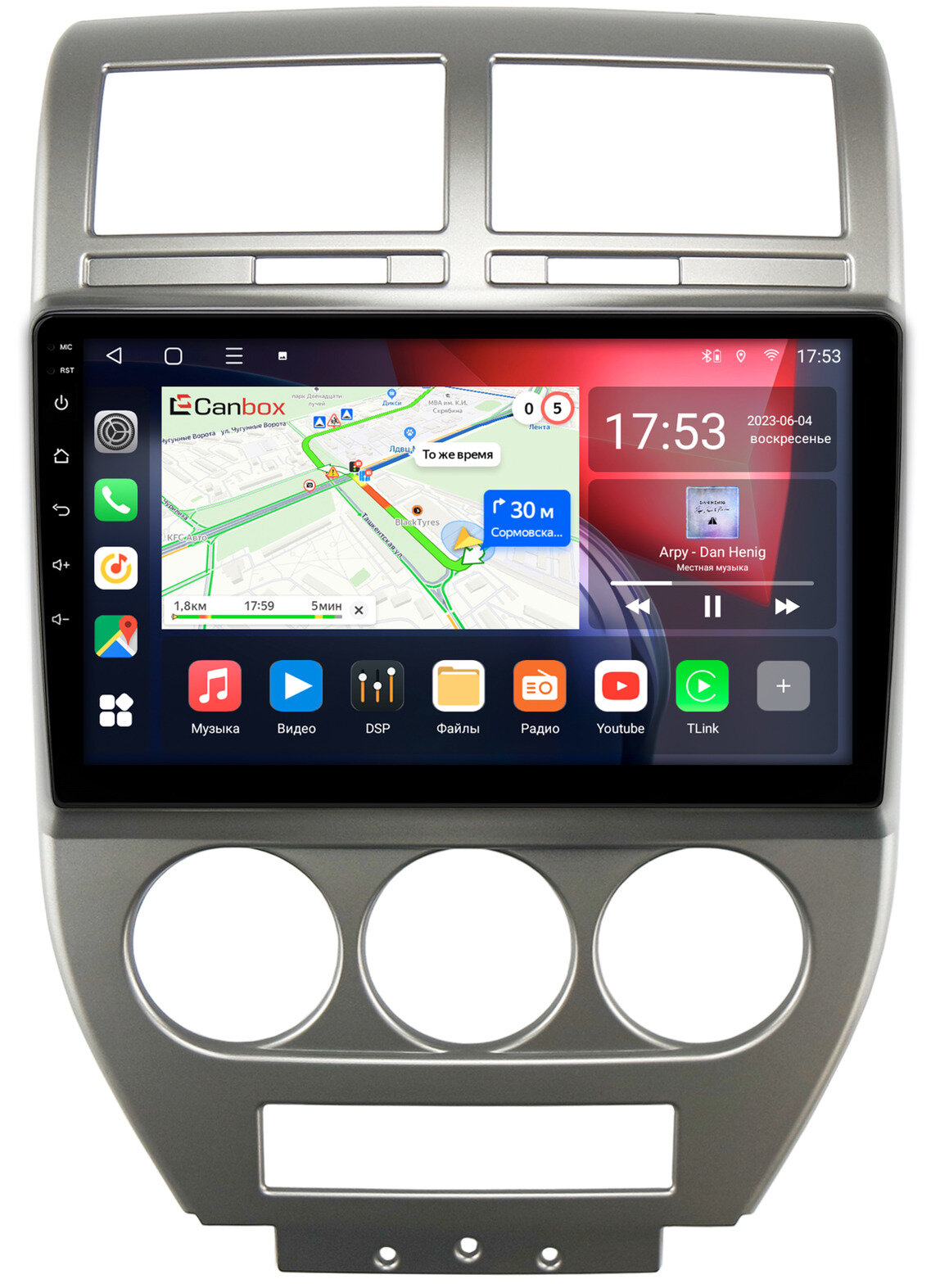 Штатная магнитола Canbox L-Line 4170-10-328 Jeep Compass, Liberty (Patriot) (2006-2010) Android 10 (4G-SIM, 2/32, TS18, DSP, QLed)