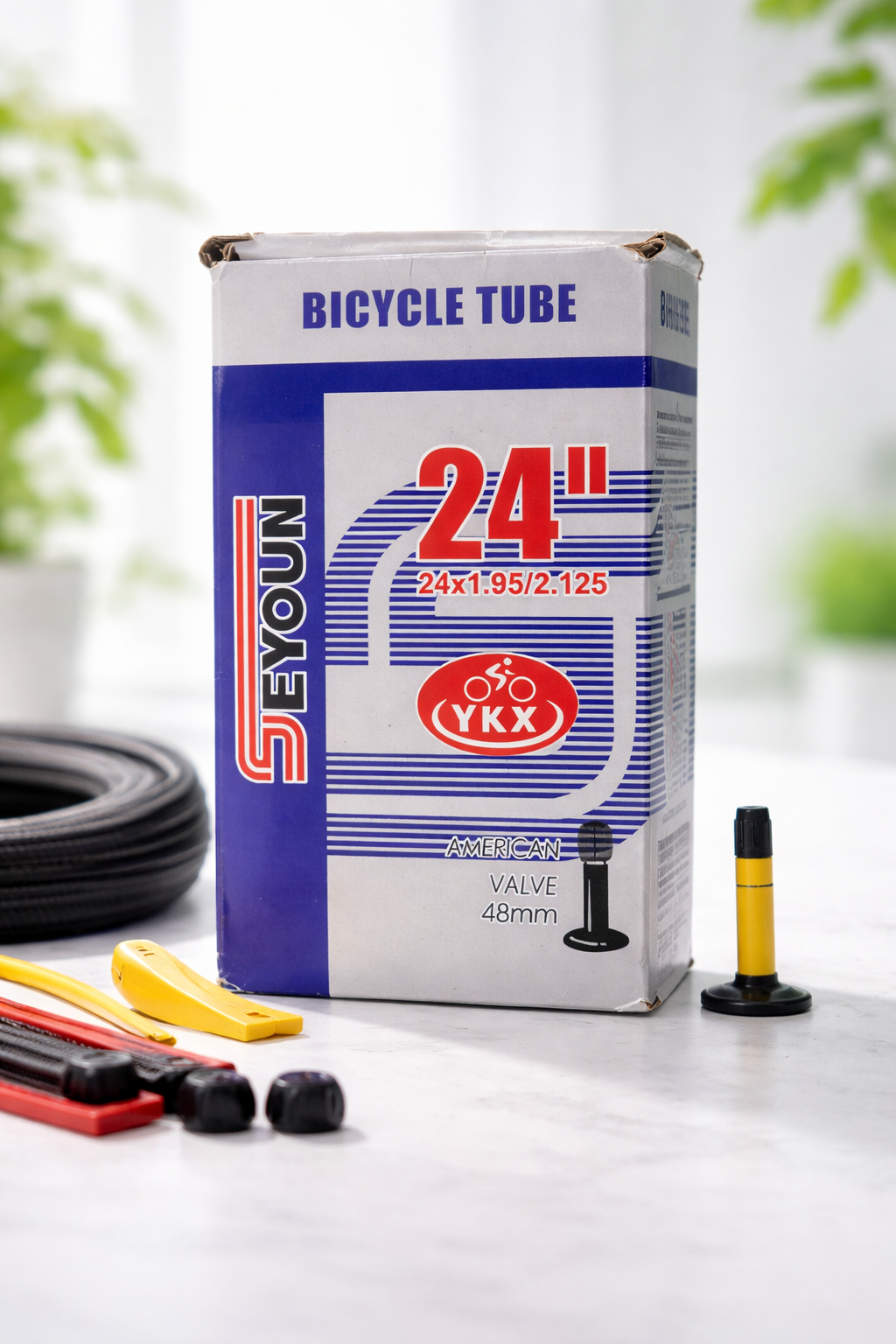 Велокамера 24x1,95–2,125 для велосипеда, усиленная резиновая камера для 24-дюймовых шин, с автомобильным соском 4,8 мм