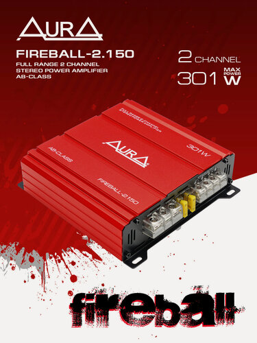 Изображение товара Автомобильный усилитель звука 2-канальный AurA FIREBALL-2.150