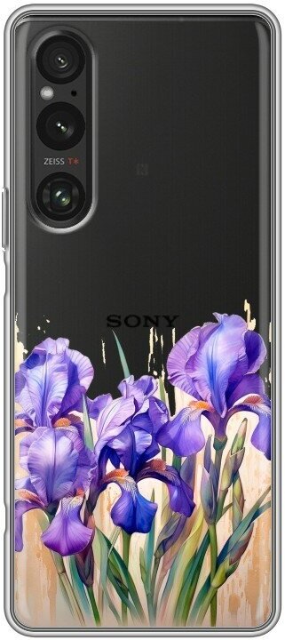 Полупрозрачный дизайнерский силиконовый чехол для Сони Иксперия 1 5 / Sony Xperia 1 V Ирисы