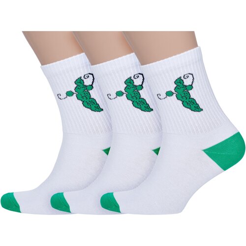 Носки AKOS, 3 пары, размер 27-29, зеленый, белый