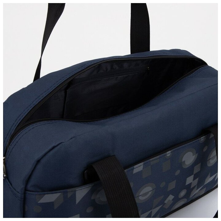 Сумка спортивная на молнии, наружный карман, держатель для чемодана, цвет синий - фотография № 3