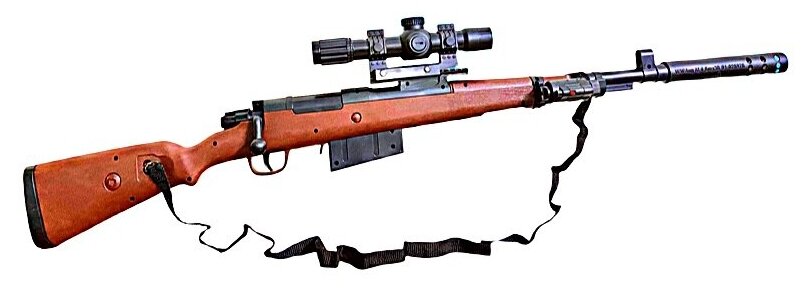 Игрушечная снайперская пневматическая винтовка Mauser 98K ( каряк) с оптическим и лазерным прицелом (92 см.)