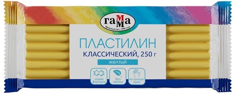 Пластилин Гамма "Классический", желтый, 250 г (270818_03)