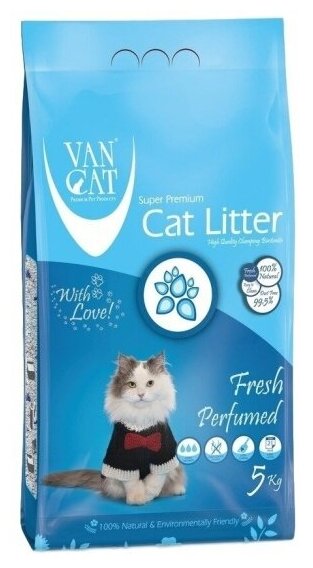 Комкующийся наполнитель Vancat VAN CAT Fresh для кошачьих туалетов без пыли с ароматом весенней свежести 5 кг
