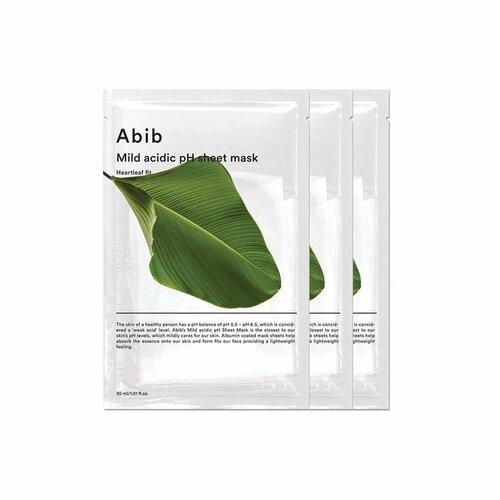 ABIB Набор тканевых масок для лица Mild Acidic pH Sheet Mask Heartleaf Fit (3 шт)