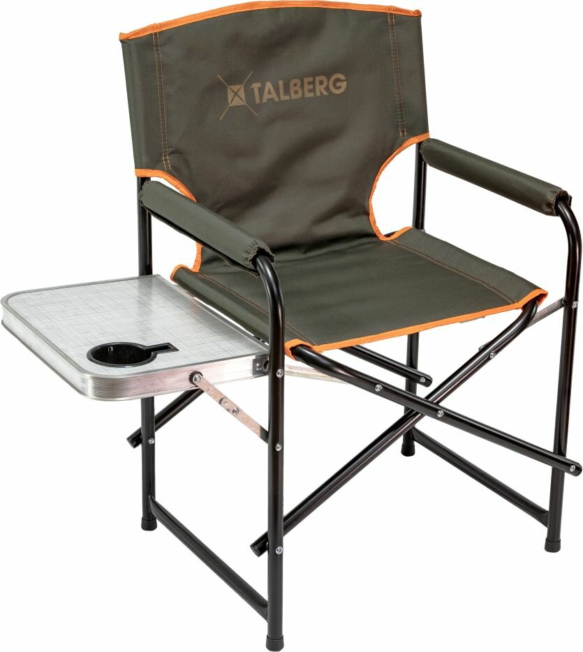 Кресло складное на стальном каркасе Talberg Steel Hard Director Comfort Chair 59×45×86 со складным столиком