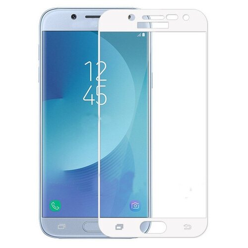 Защитное стекло на Samsung J330FN, Galaxy J3 (2017), 3D, с загибом, белый