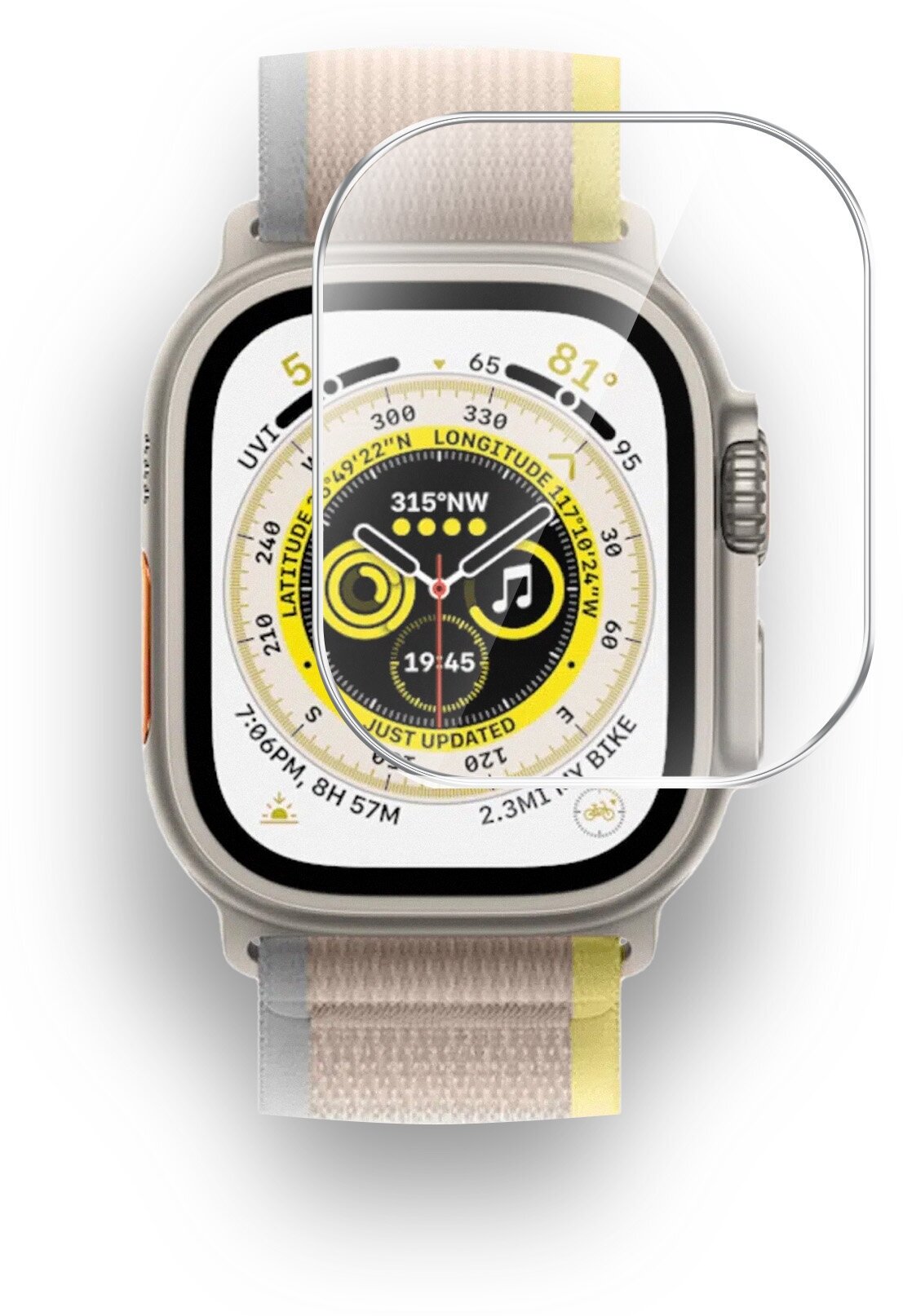 Гидрогелевая защитная пленка на Apple Watch Ultra (49mm) (Эпл вотч ультра) на Экран прозрачная с олеофобным покрытием полноклеевая Brozo