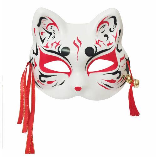 фото Маска карнавальная кот ёкай некомата / маска японского кота бакэнэко / кошка оборотень некомата / маска лиса кицунэ (cb) -