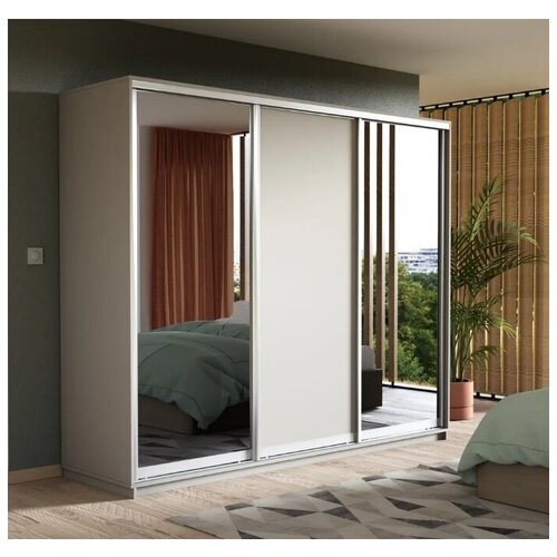 Шкаф-купе 3 дверный Express 210х240х60 см 2 зеркальные двери Белый