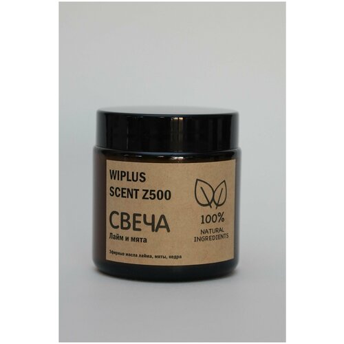 Свеча ароматическая Лайм и мята, с натуральными эфирными маслами WIPLUS