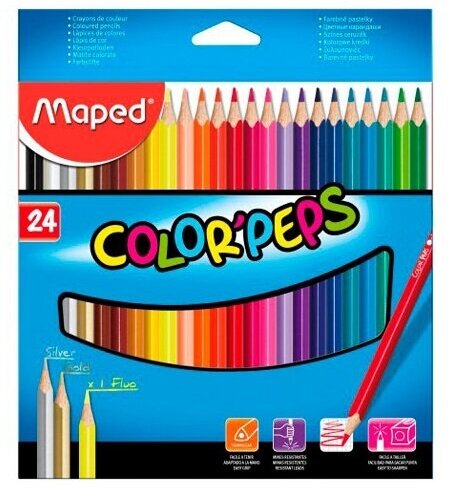 Карандаши цветные 24 шт. Maped COLOR'PEPS треуг. ударопрочные 183224